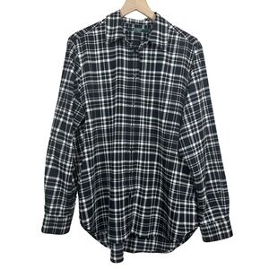 Lauren Ralph Lauren Plaid Button Down XL Neutral Office-wear Workwear Collared